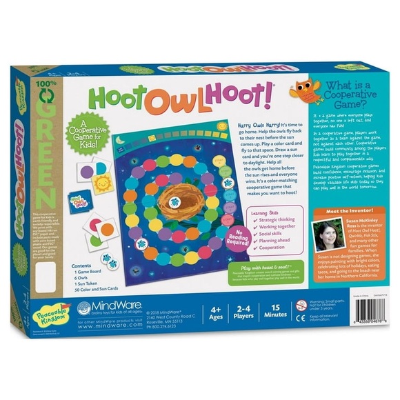 Hoot Owl Hoot Peaceable Kingdom Cooperative Kids Board Game 2-4 Players 4yr+ NEW - Picture 6 of 10